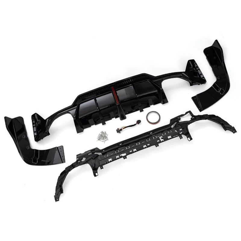 Gloss Black Rear Lower Diffuser with LED Light for 23-24 BMW 3 Series G20