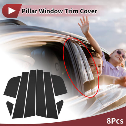 8 Pcs Door Pillar Window Trim for KIA Rio (2017-2022) Black