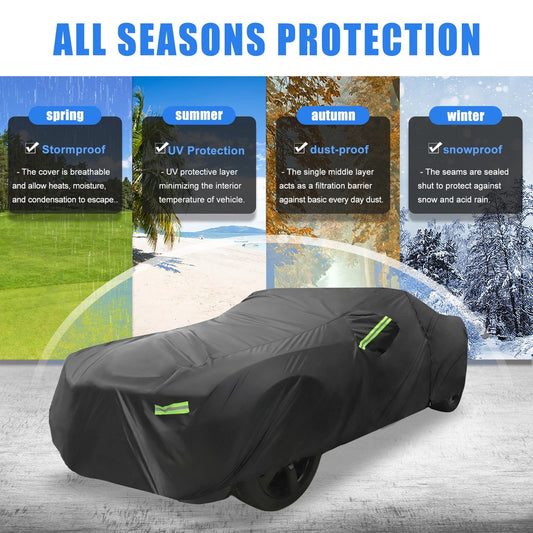 1 Pcs Waterproof SUV Car Cover with Zipper Black for Chevy Camaro (2010-2021)