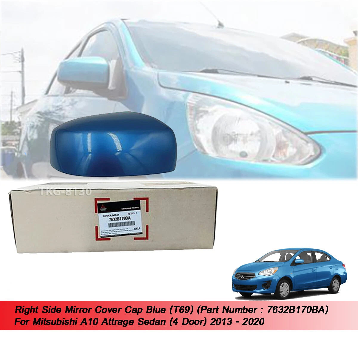 Side Mirror Cover for Mitsubishi Attrage Mirage Sedan (2013-2020)