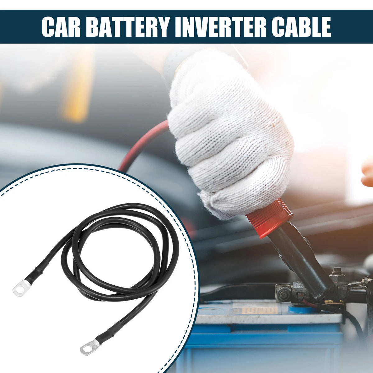 8AWG 4ft Marine Battery Inverter Cable for Car Black Copper Wire