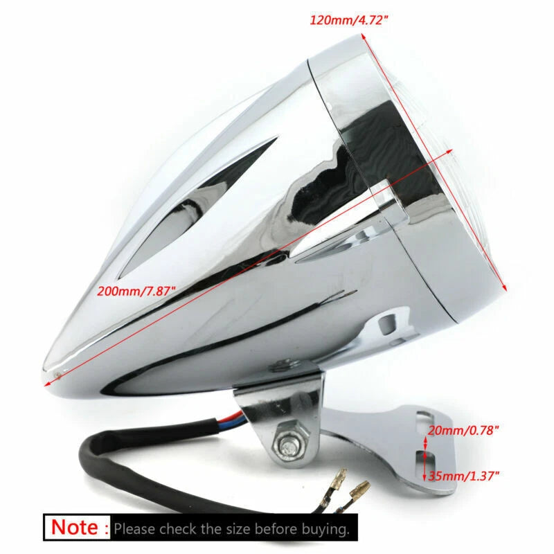4 3/4" Chrome Bullet Headlight for Chopper Bobber Custom Cruiser