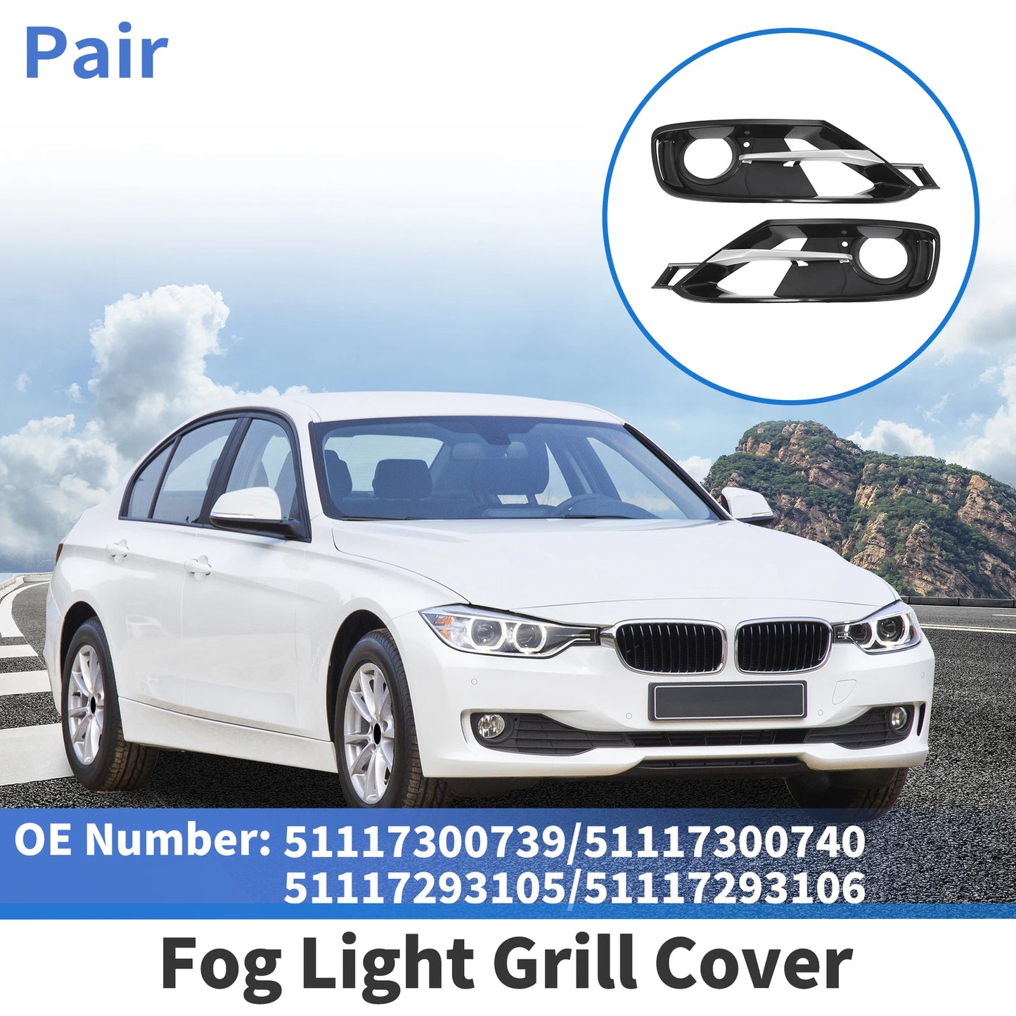 Fog Light Grills for BMW 3 Series (2006-2013) - 2 x Front Left & Right