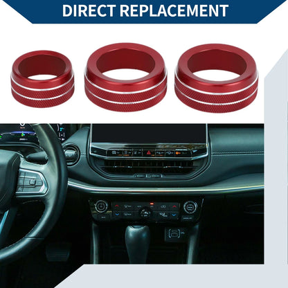 AC Media Volume Tune Switch Knob Cover Ring for Jeep Compass (2021-2023) 3 x Pcs
