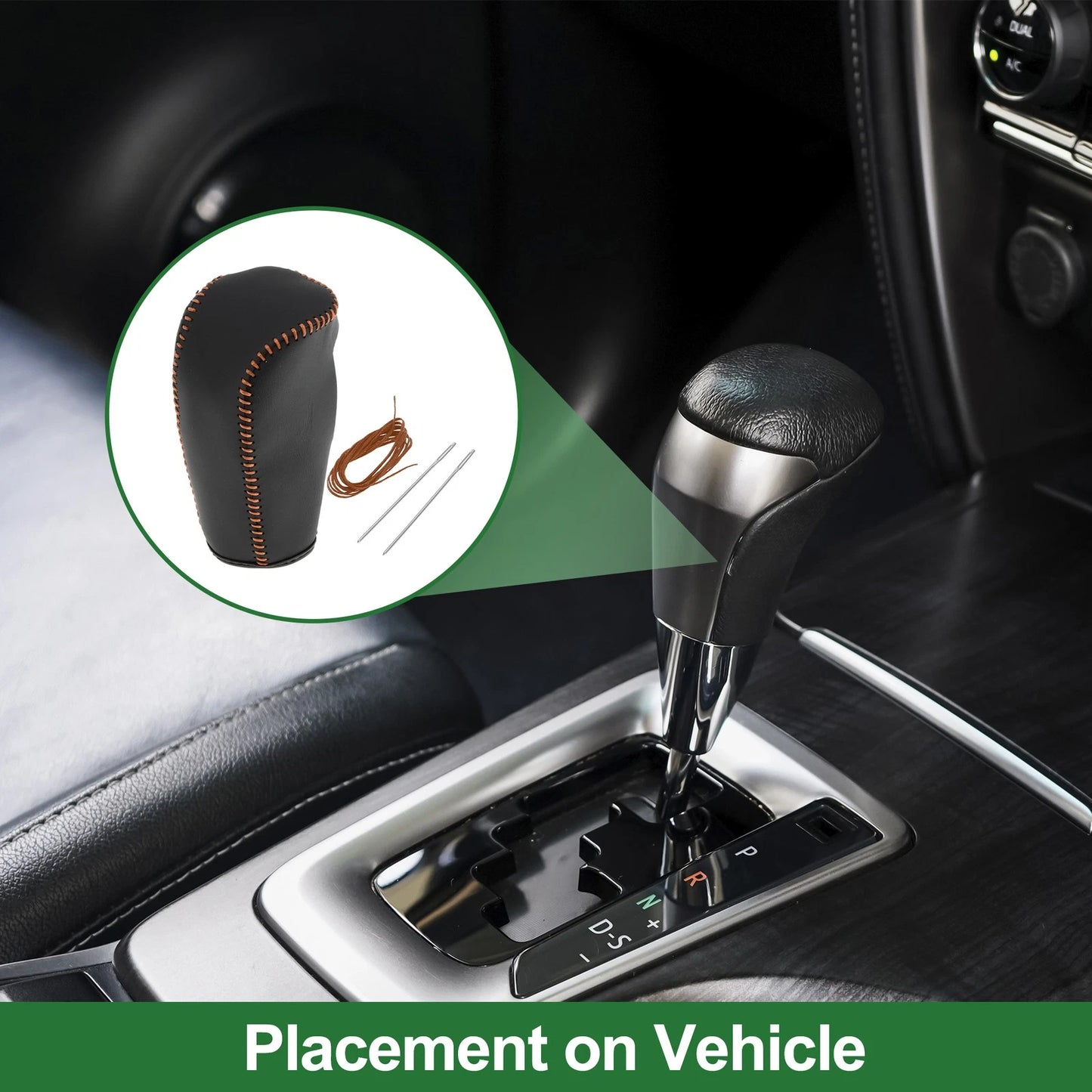 Car Gear Shift Knob Cover 1 Pc for Volvo S80 (2007-2012) Black Brown Faux Leather