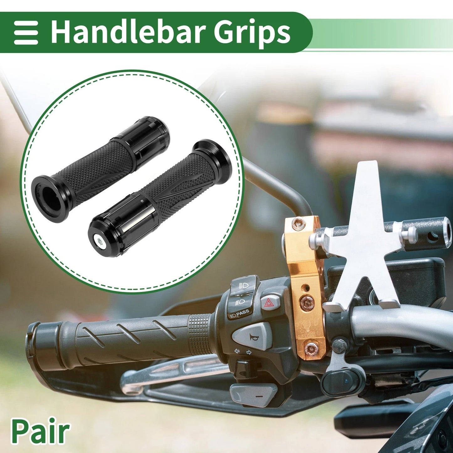 7/8" 22mm Handlebar End Grip Aluminum Black for Motorcycle