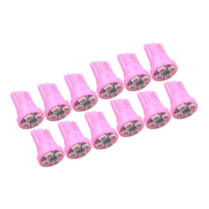 12pc Ultra 4 LED T10 W5W Bulb Side Light for Car (Pink)