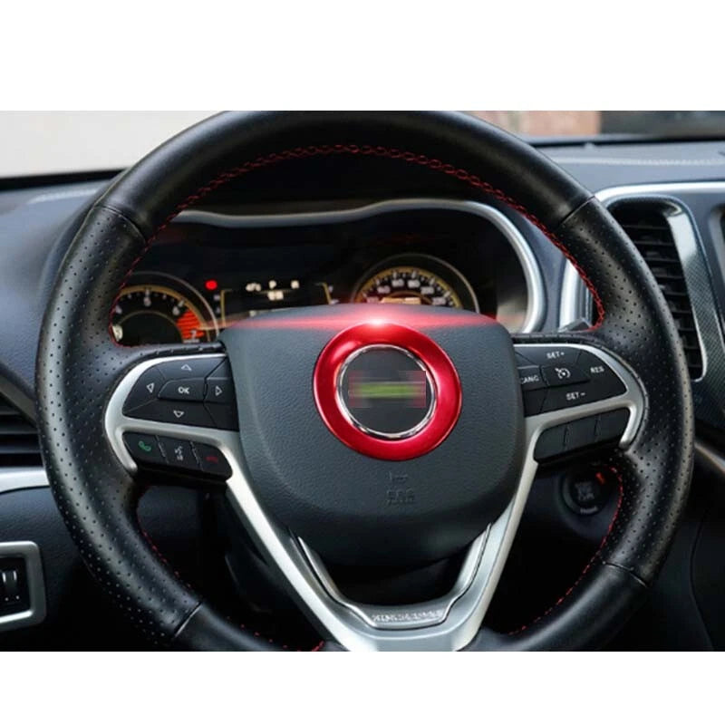 Car Steering Wheel Center Logo Ring Cover Trim Fit for Jeep Cherokee 2011-2019