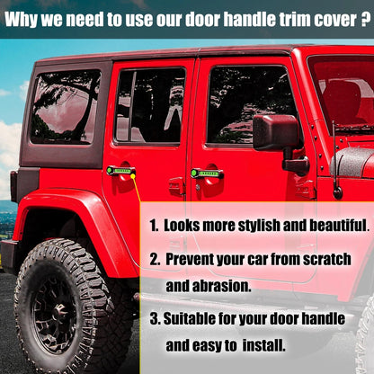 5 x Door Handle Trim & Button Covers for Jeep Wrangler 2007-2018 Green