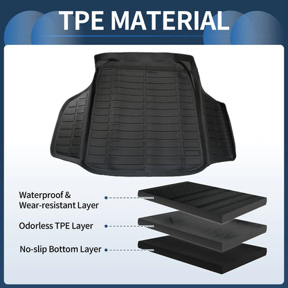 Trunk Mat for Honda Accord 2018-2024 TPE Cargo Liner Replacement Black
