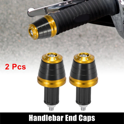 2 x / 18mm / Hand Grips Handlebar End Caps Plug Gold Tone for Motorcycle
