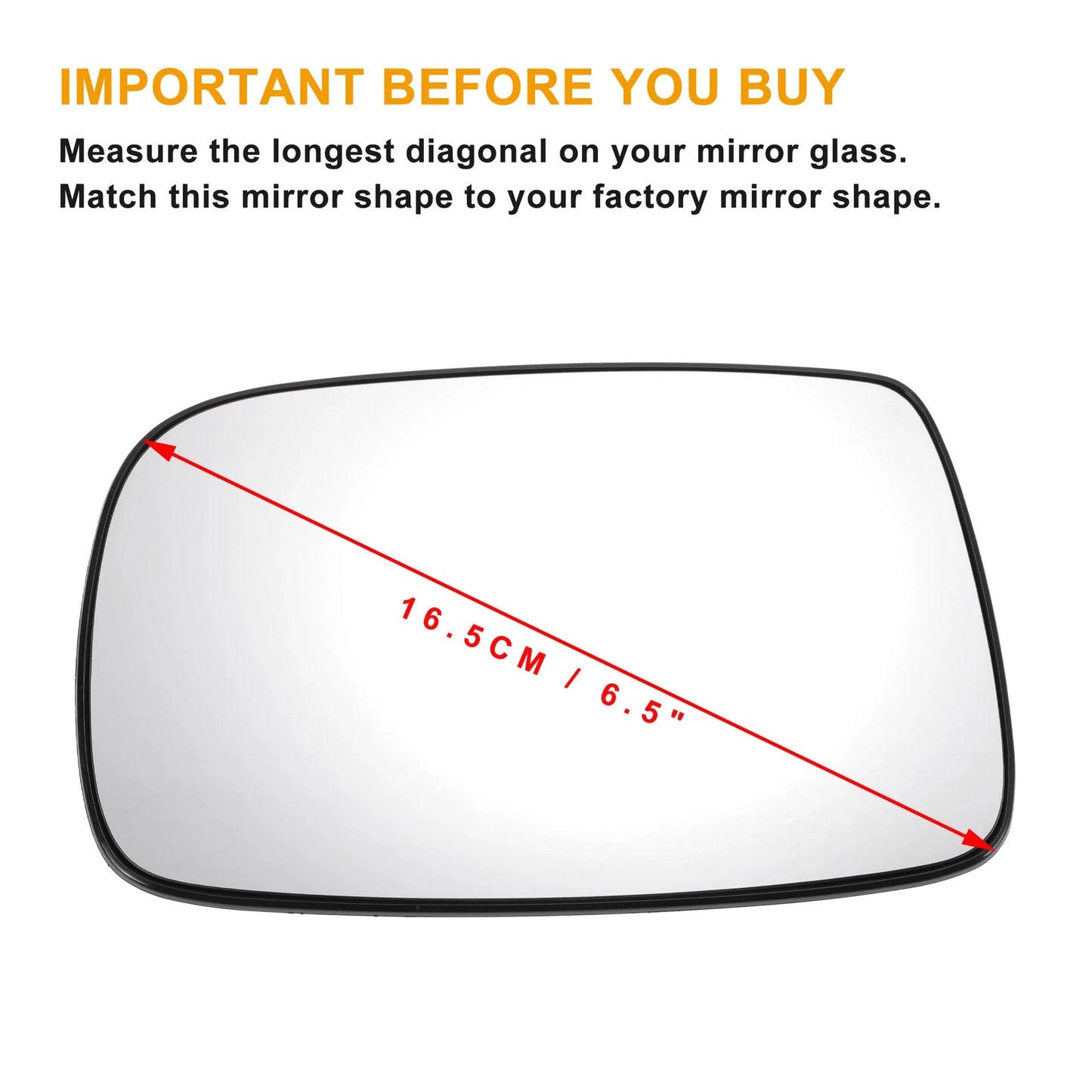 Left Side Heated White Mirror Glass for Toyota Yaris (1999-2003)
