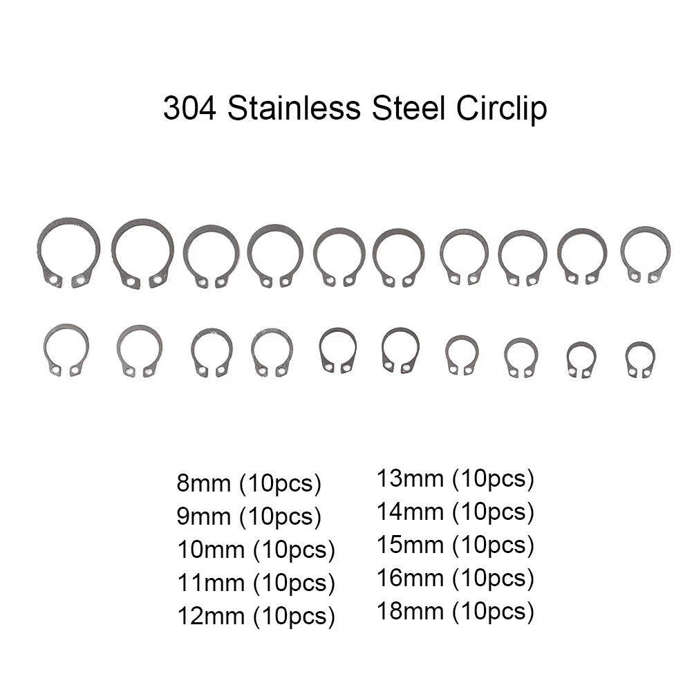 100Pcs/Set External Circlip Retaining Ring for Universal