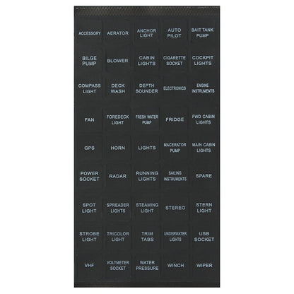 45pc Rocker Switch Label Decal Circuit Fuse Panel Sticker for Marine Boat
