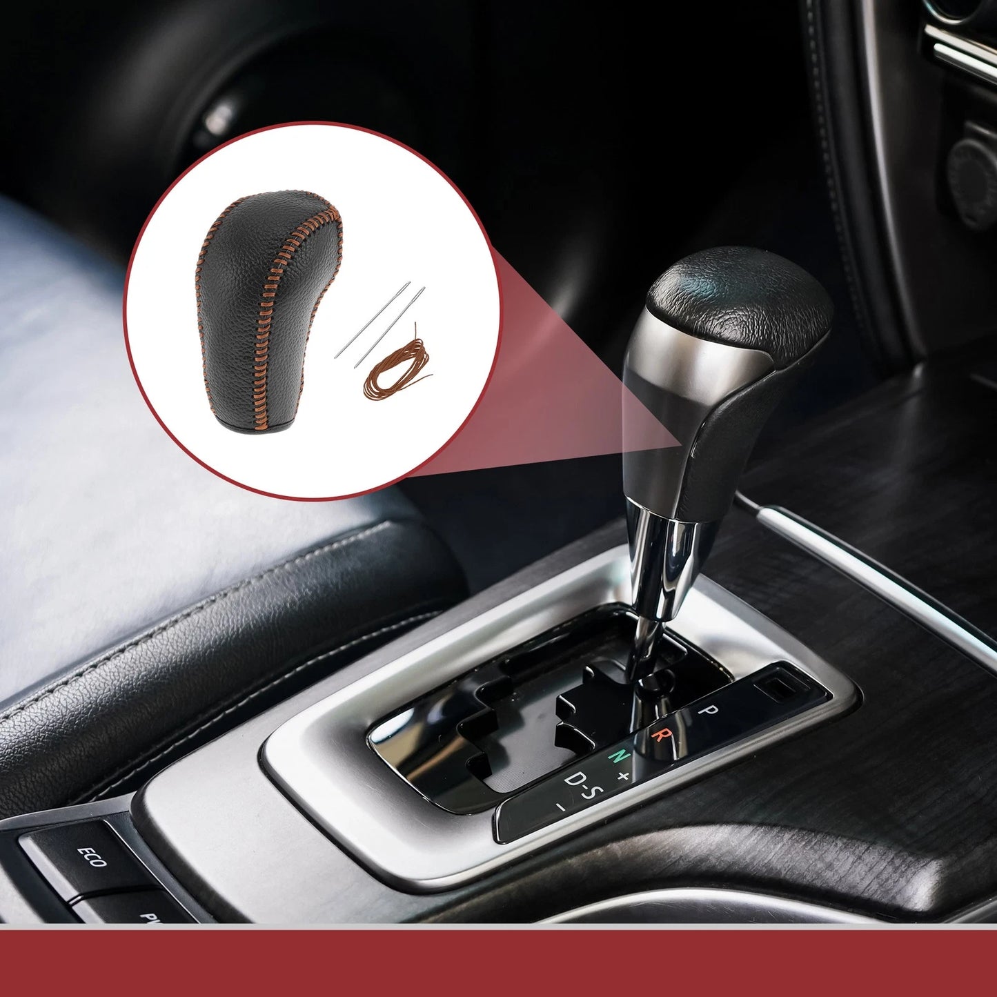 Car Gear Shift Knob Cover for Subaru Forester (2014-2017) Black Brown