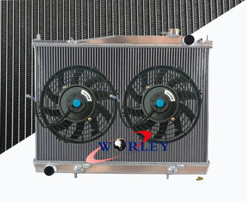 Aluminum Radiator + Fan for Nissan Navara D22 R50 1997-2001 Diesel