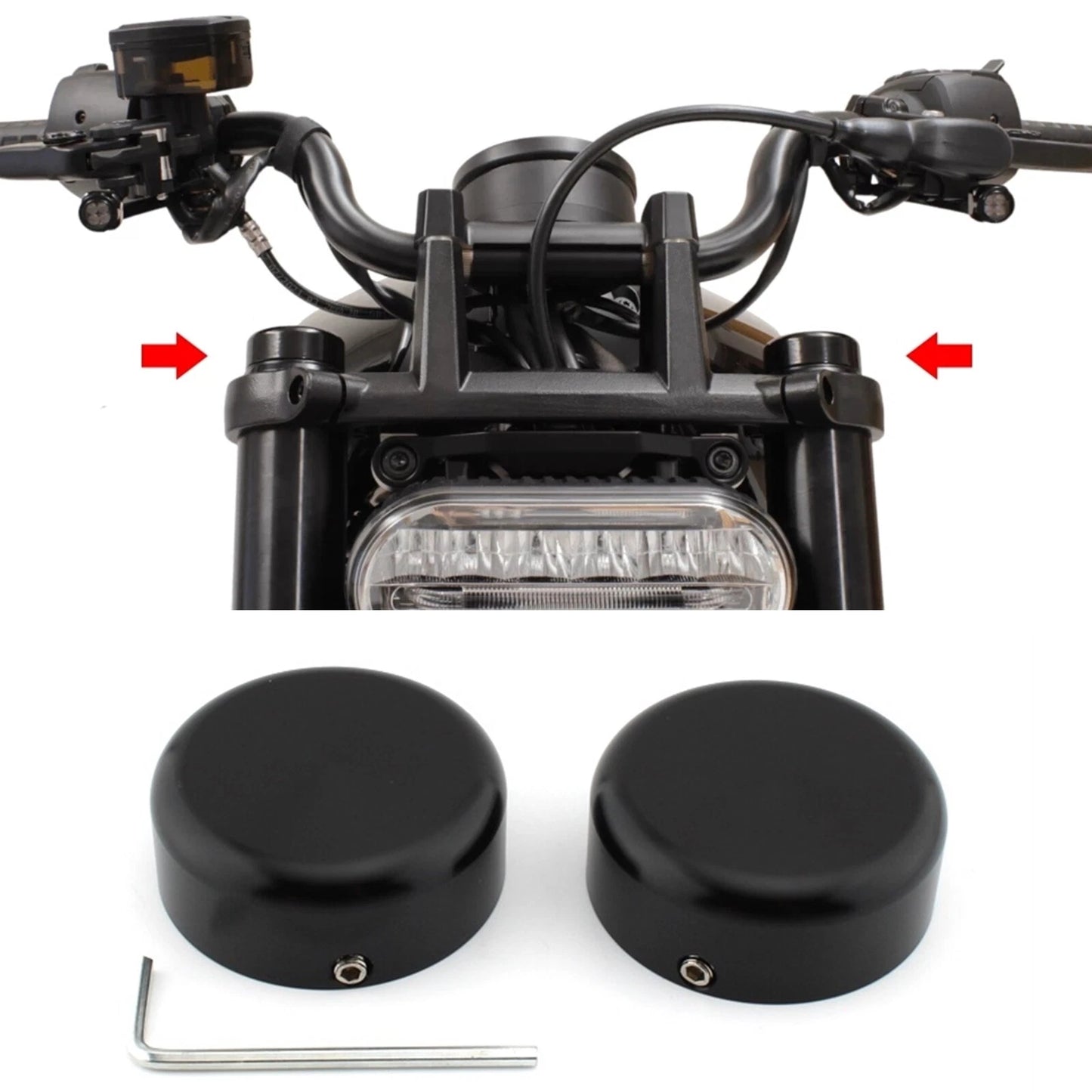 2 x Black Front Fork Boot Slider Shock Covers for Harley Softail (2018-2022)