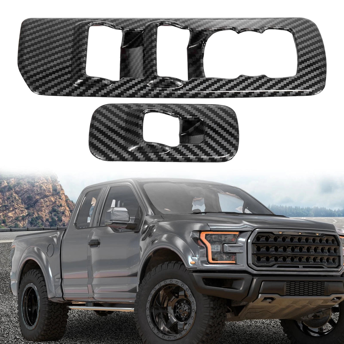4 x Car Window Lift Switch Panel Trim Covers for Ford F150 (2015-2018)