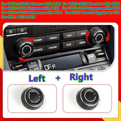 2 x L+R Radio Knob for Porsche 981/991 Boxster/Cayman/Carrera/Cayenne/Panamera