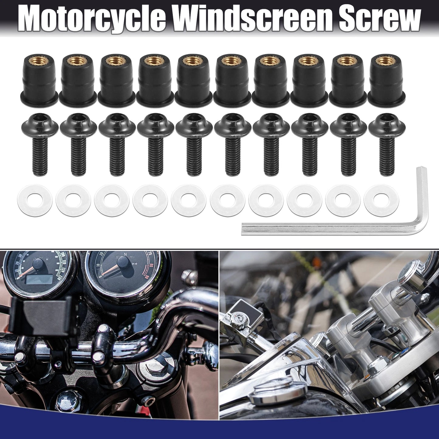 Windscreen Screws Fairing Mounting Nuts 10 x for M5 Motorcycle