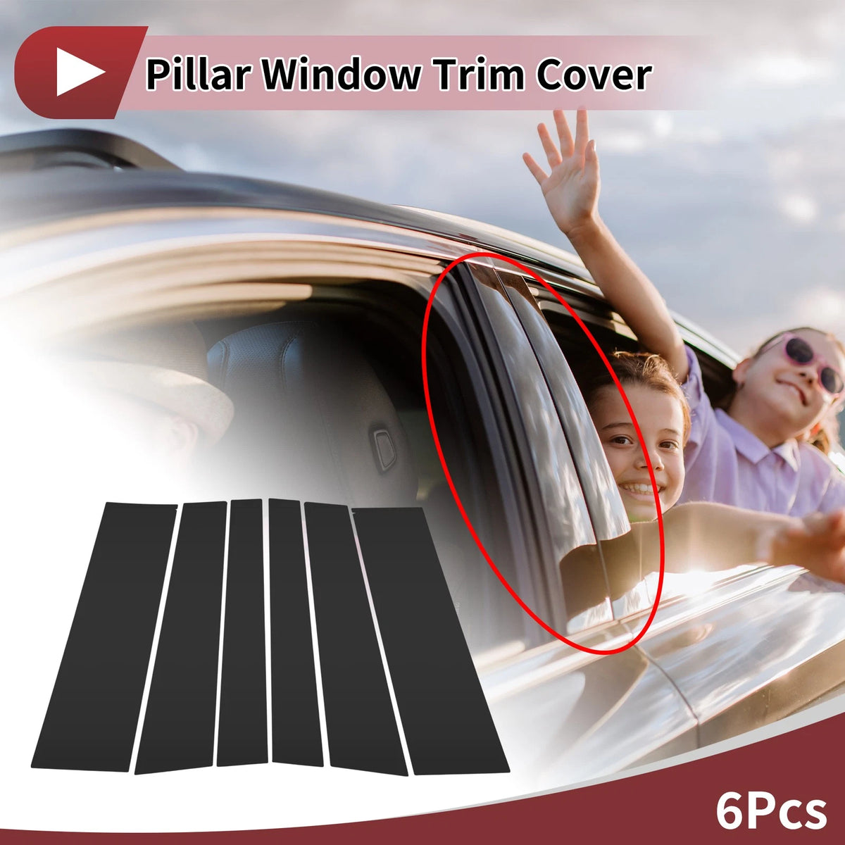 Door Pillar Window Trim for Nissan Serena 2016-2019 Black (2016-2019)
