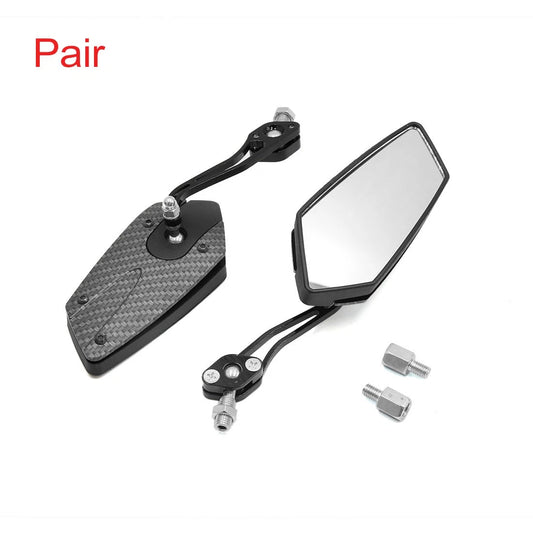 2 x Pair Black Gray Adjustable Pentagon Rearview Mirror for Motorcycle Motorbike