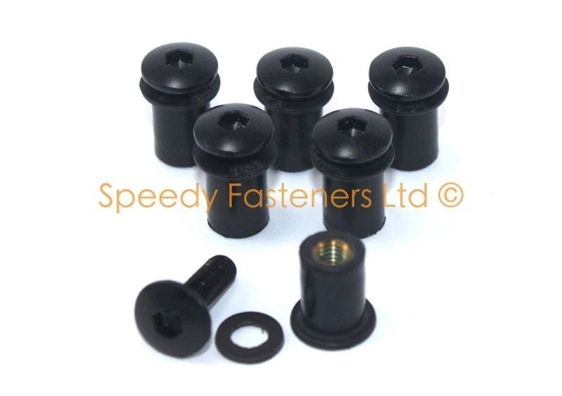 Parabrisas 6x Negro Tornillos for Suzuki GSX-R
