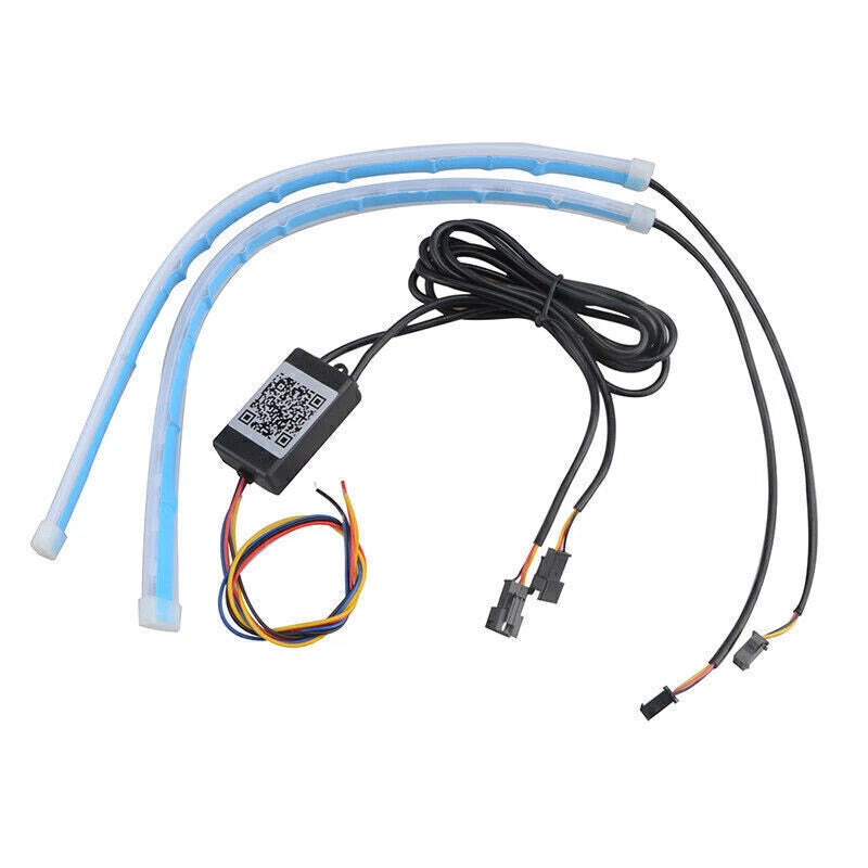 2 x 30cm RGB APP Sequential Flexible LED DRL Turn Signal Strip Lights