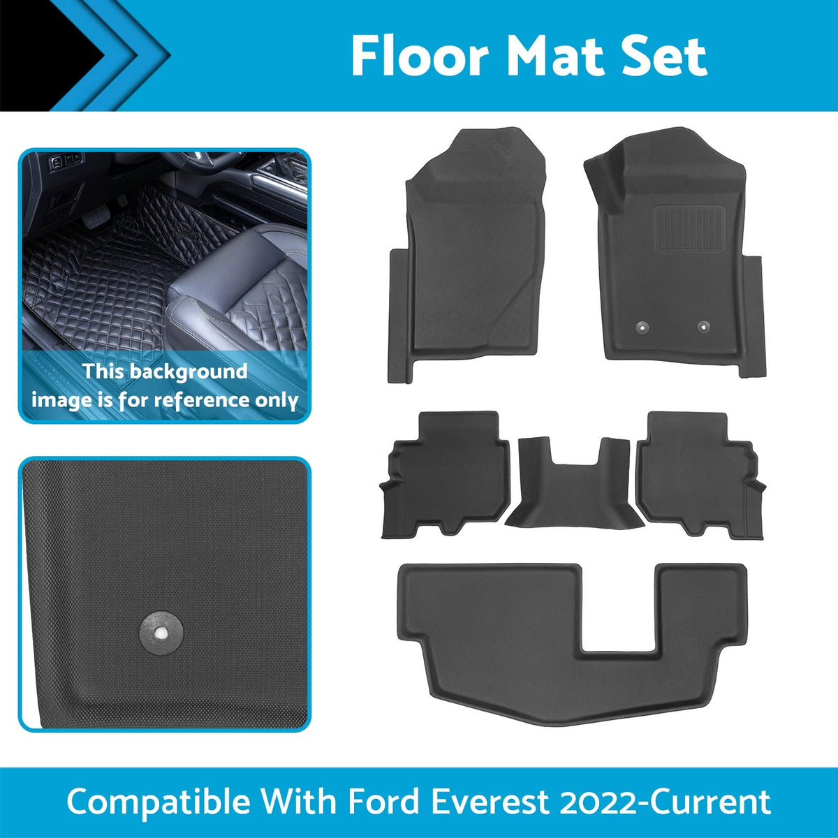 XPE Waterproof Anti-Slip Floor Mat Set for Ford Everest (2022-Current)
