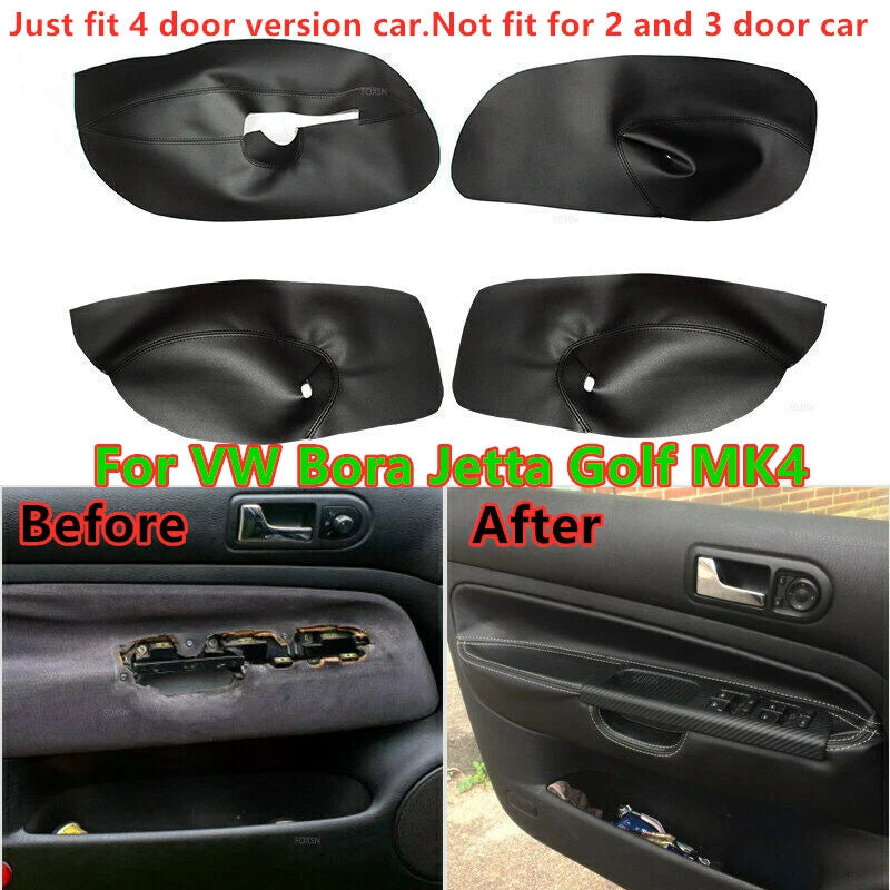Door Panels Armrest Leather Cover 4x for VW Bora Jetta Golf MK4 (1999–2004)