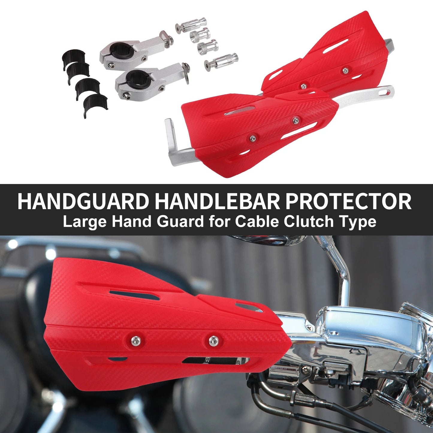 Set 1 Aluminum Handlebars with Plastic Handguards for Motorcycle