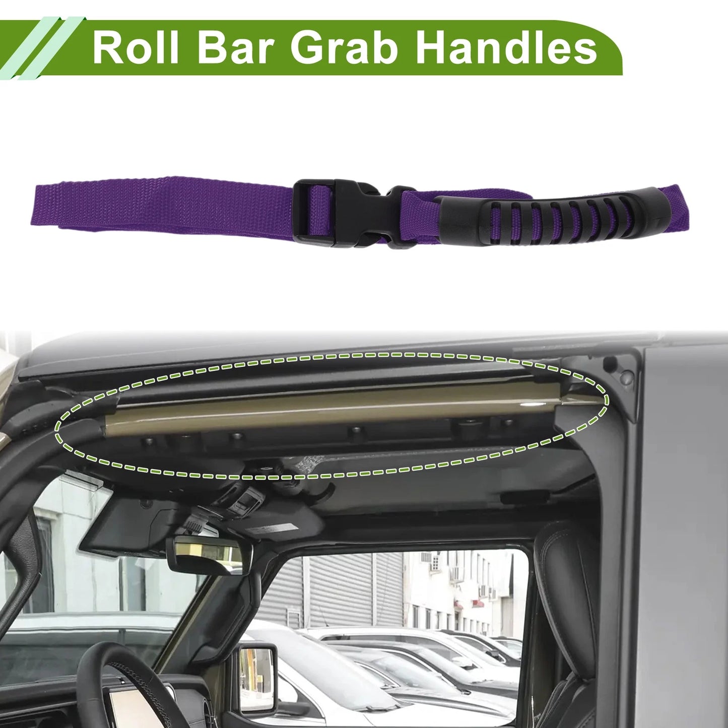 Roll Bar Grab Handles for Jeep Wrangler JL (2018-2024) - Purple
