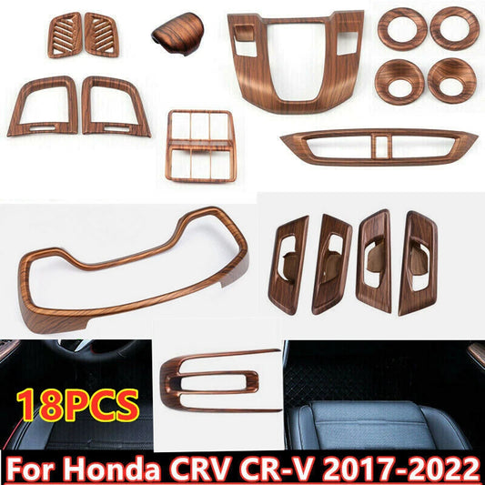 18x Peach Wood Grain Car Interior Cover Trim for Honda CRV CR-V (2017–2022)