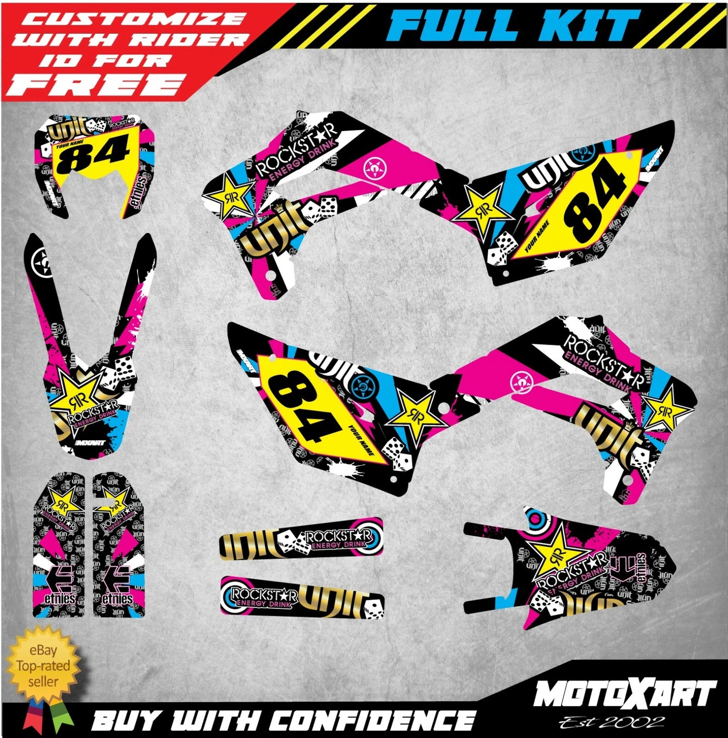 Custom Graphic Kit RUSH STYLE Decal Stickers for Sherco Enduro (2017-2020)