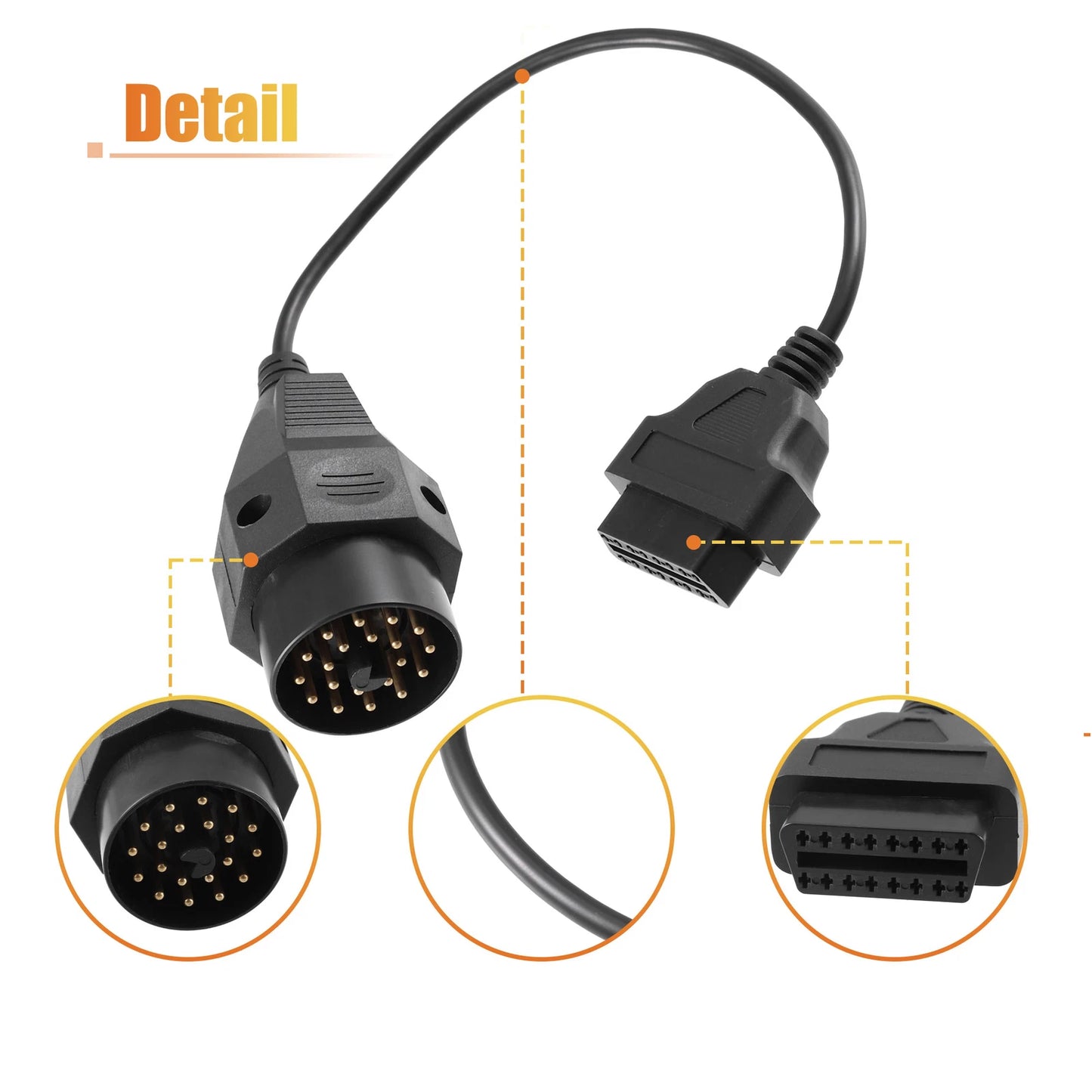 OBD1 20-Pin to OBD2 16-Pin Diagnostic Tool Adapter Cable for BMW (1996-2001)