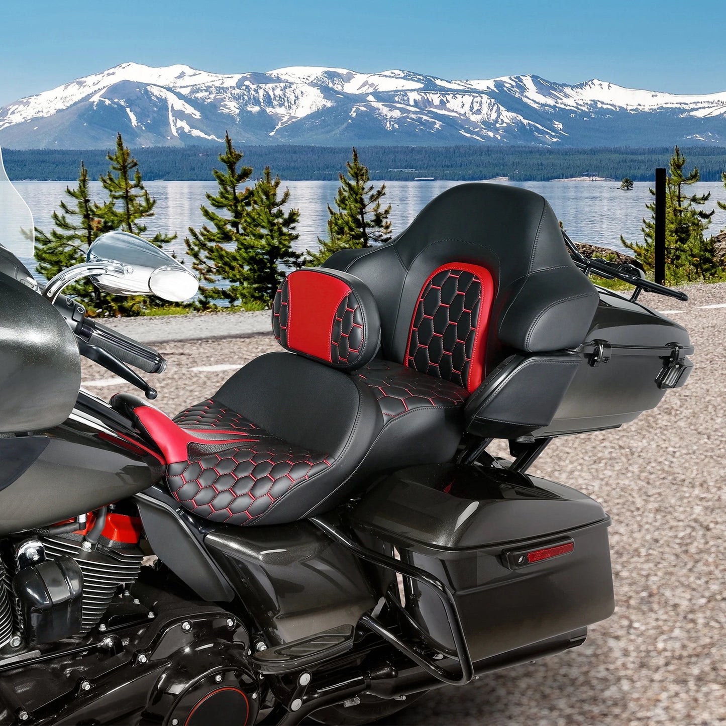 Driver Passenger Seat & Backrest Pad for Harley Road Glide (2014 - 2023)