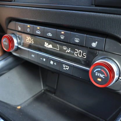7 Pcs Red AC Headlight Radio Switch Knob Covers for Ford 4WD