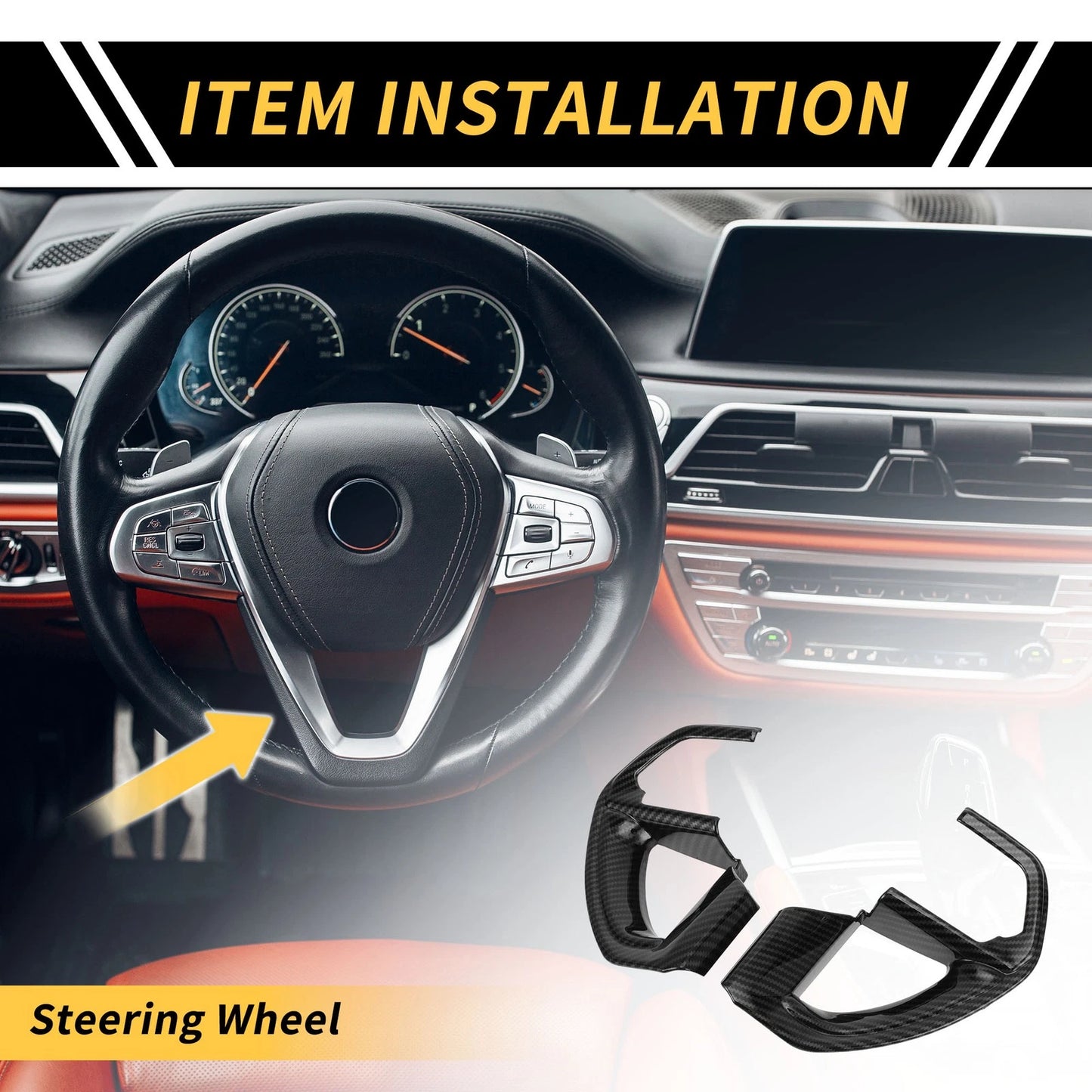 Carbon Fiber Steering Wheel Cover Trim for Toyota Tundra (2022-2024)