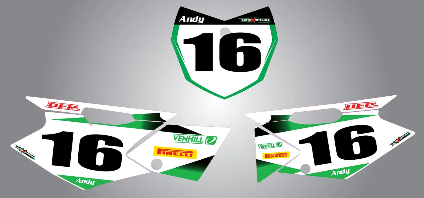 Custom Number Plate Graphics Stickers for KLX 140 (2008-Present)