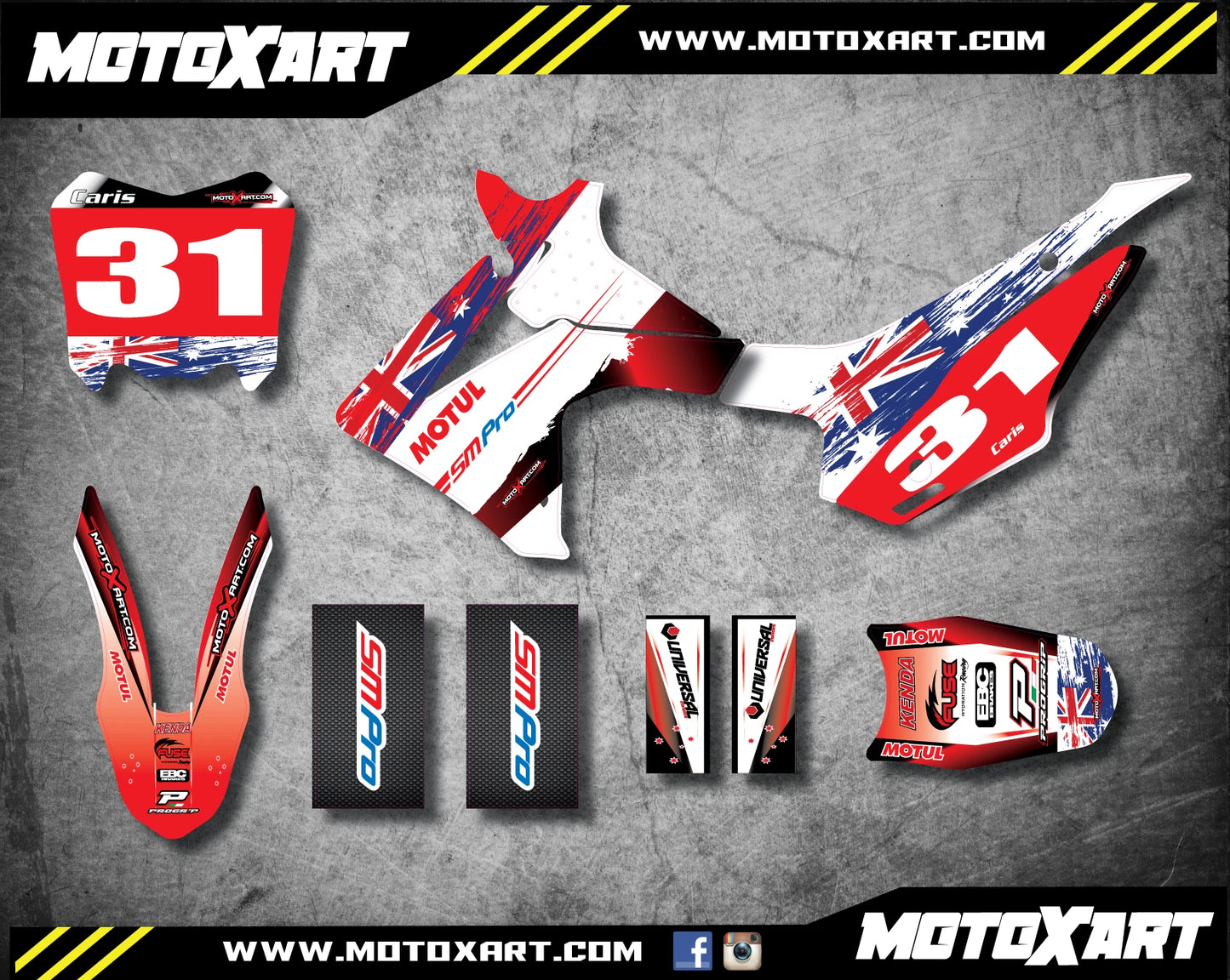 Custom Graphics Full Kit for Honda CRF 110 (2013-2018) - Aussie Pride Style