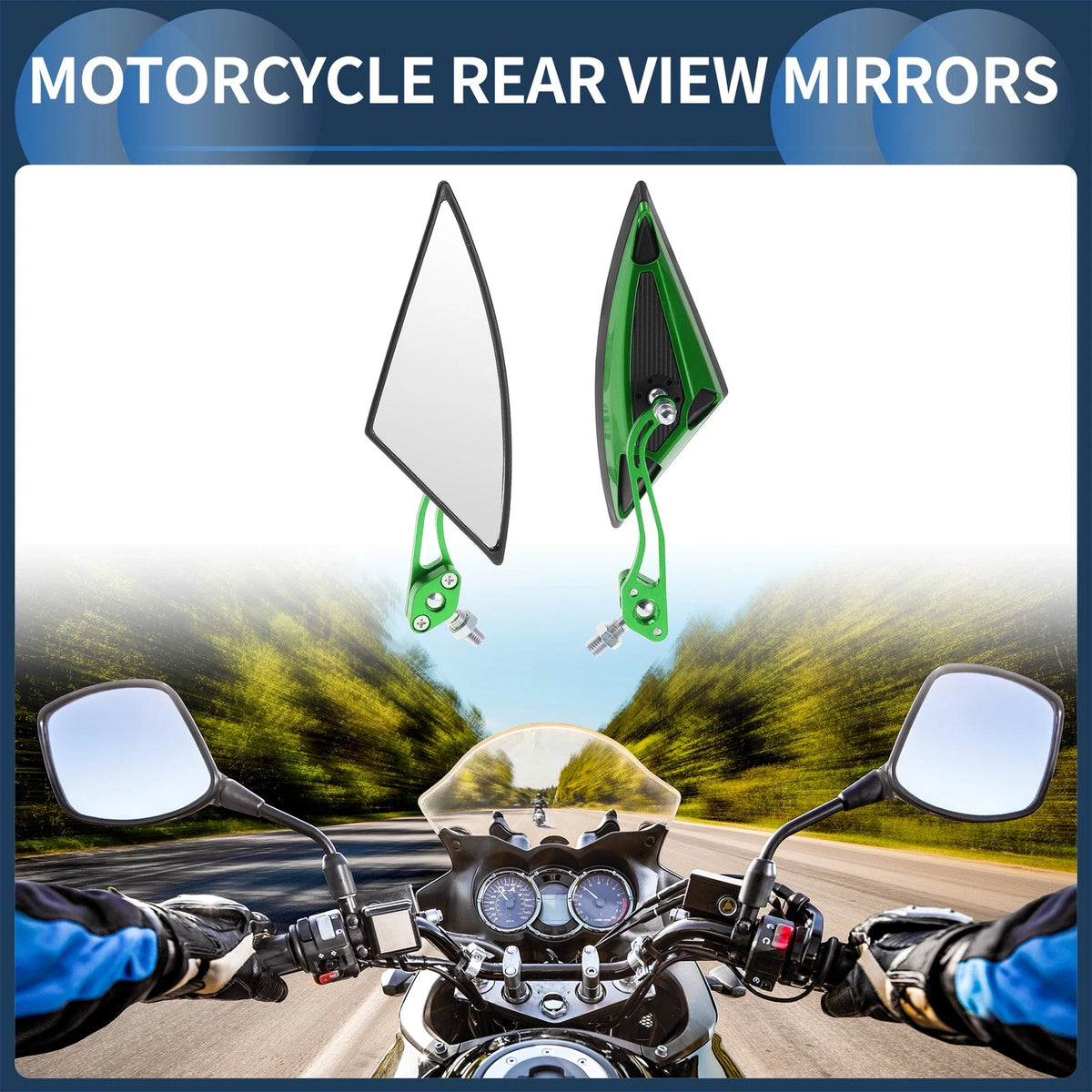 M8/M10 Rear View Mirrors for M8/M10 Green Aluminum Alloy