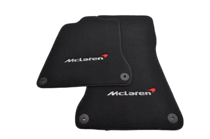 Floor Mats Set for McLaren 650S Black Tailored Carpets with Emblem (2014-2019)