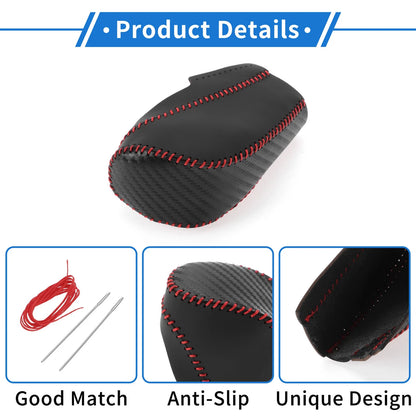 Gear Shift Knob Cover for Chevrolet Cruze (2011-2015) Black Carbon Fiber Red