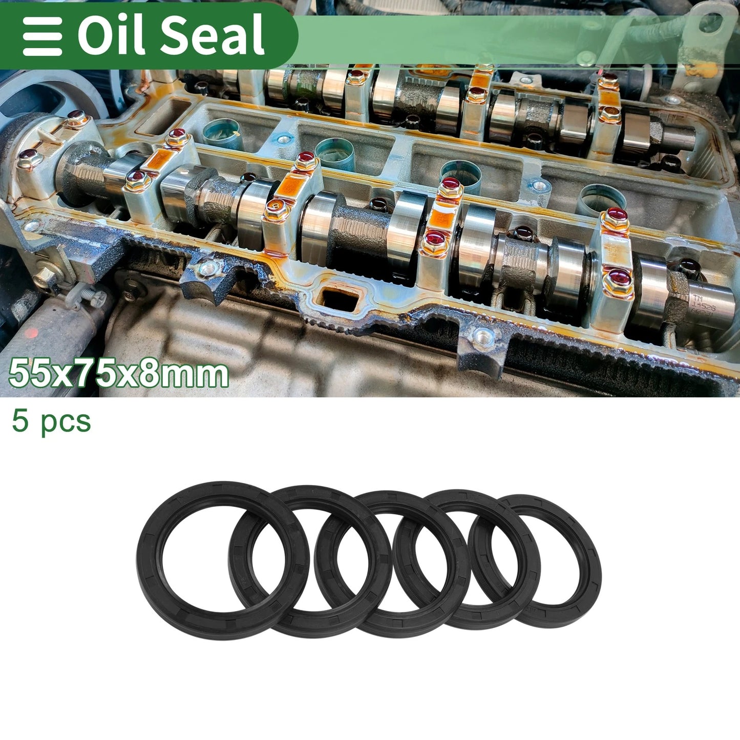 Oil Seal / 55x75x8mm / Rotary Shaft Seal NBR Rubber Black for Make Model
