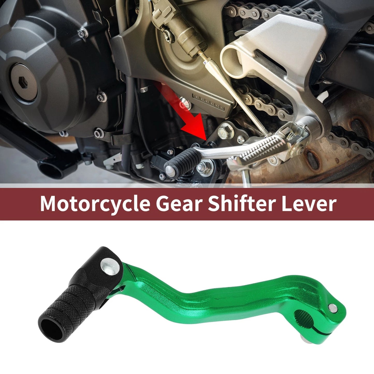 Folding Motorcycle Gear Shifter Lever for Bosuer M4 Green Lever Black Head