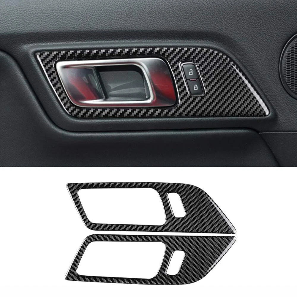 Carbon Fiber Interior Door Handle Trim Covers for 2015-2022 Ford Mustang