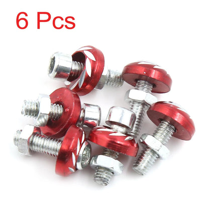 Bolts / 6 pcs / 6mm / Red License Plate Bolts Screws for Motorcycle Car