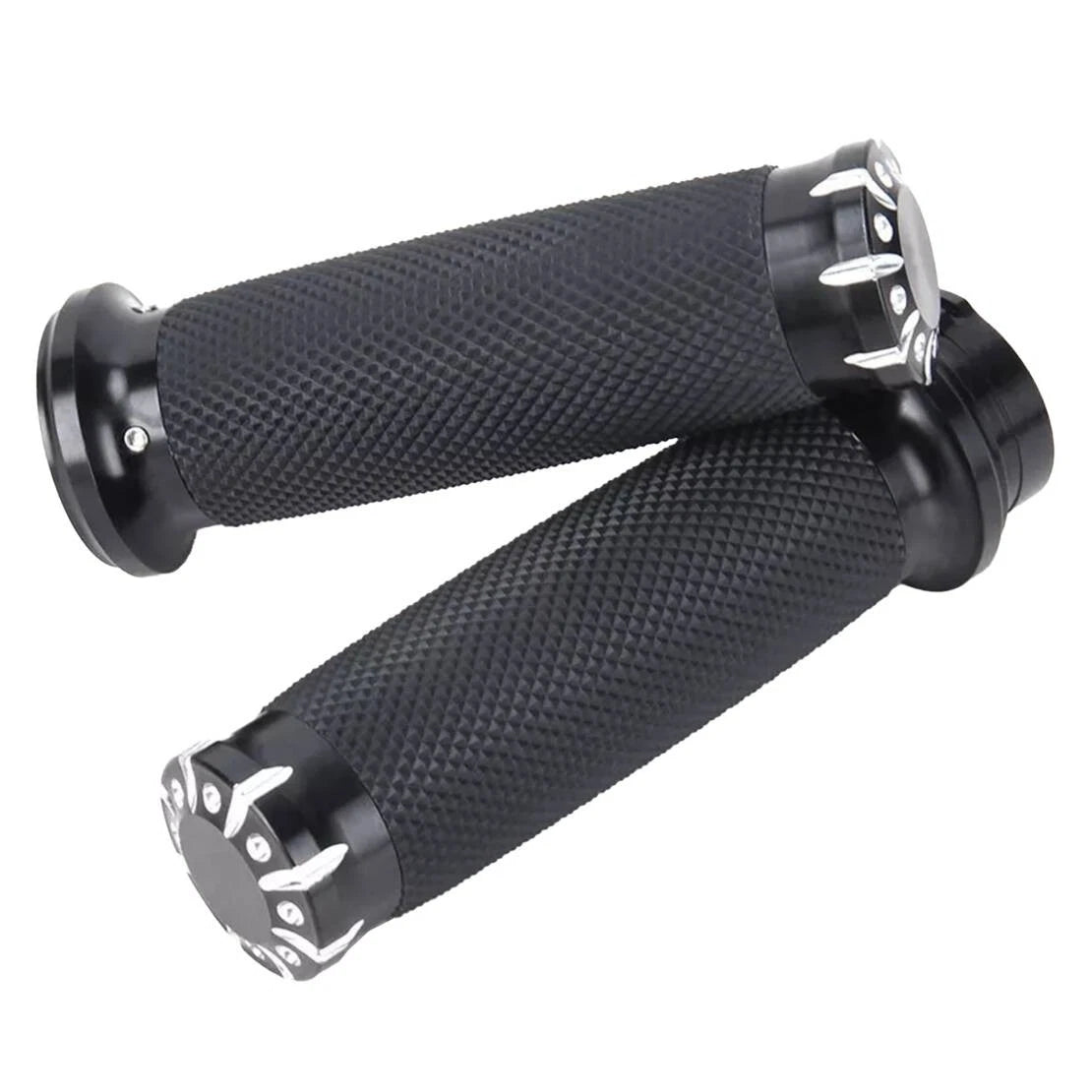 2 x Black Motorcycle Handlebar Grips for Honda Yamaha Suzuki Kawasaki