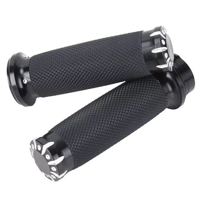 2 x Black Motorcycle Handlebar Grips for Honda Yamaha Suzuki Kawasaki