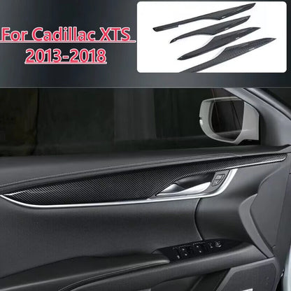 4x Carbon Fiber Inner Door Panel Cover Trim for Cadillac XTS (2013–2018)